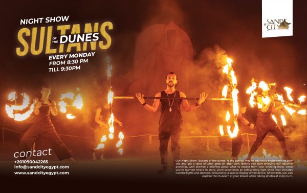 Hurghada: Night Tour to the Sand Sculpture Museum with Live Shows